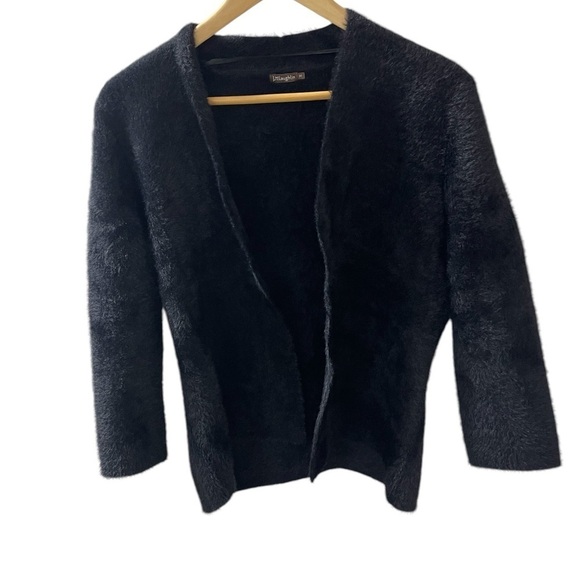 J. McLaughlin Women’s Size M 100% Nylon Fuzzy Black short Open Cardigan Jacket - Picture 1 of 6